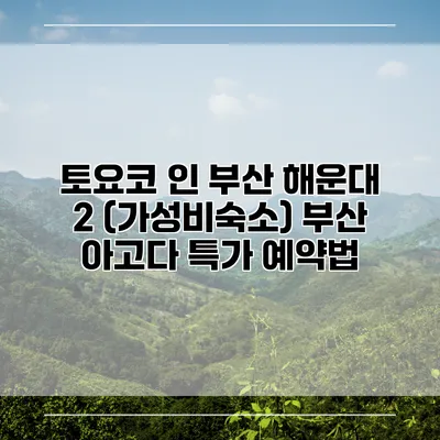 토요코 인 부산 해운대 2 (가성비숙소) 부산 아고다 특가 예약법