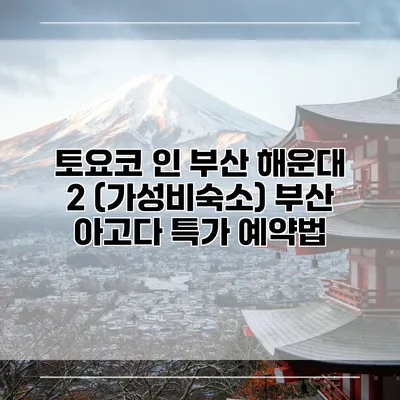 토요코 인 부산 해운대 2 (가성비숙소) 부산 아고다 특가 예약법