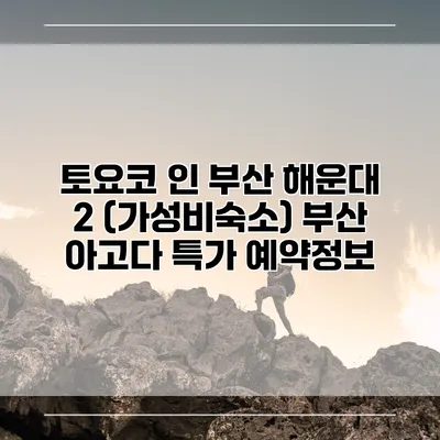 토요코 인 부산 해운대 2 (가성비숙소) 부산 아고다 특가 예약정보