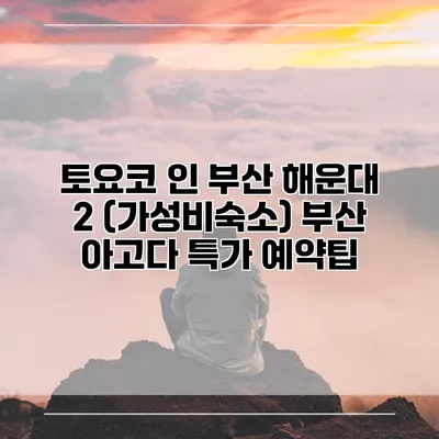 토요코 인 부산 해운대 2 (가성비숙소) 부산 아고다 특가 예약팁
