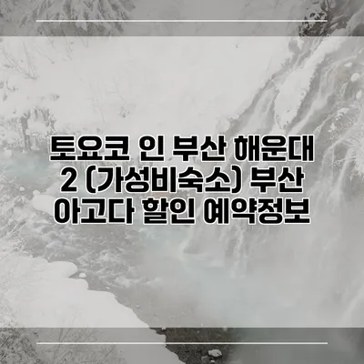 토요코 인 부산 해운대 2 (가성비숙소) 부산 아고다 할인 예약정보