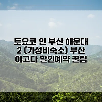 토요코 인 부산 해운대 2 (가성비숙소) 부산 아고다 할인예약 꿀팁