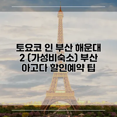 토요코 인 부산 해운대 2 (가성비숙소) 부산 아고다 할인예약 팁