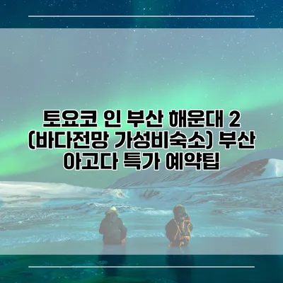 토요코 인 부산 해운대 2 (바다전망 가성비숙소) 부산 아고다 특가 예약팁