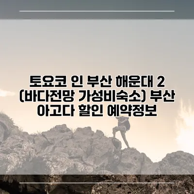 토요코 인 부산 해운대 2 (바다전망 가성비숙소) 부산 아고다 할인 예약정보