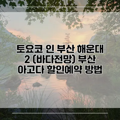 토요코 인 부산 해운대 2 (바다전망) 부산 아고다 할인예약 방법