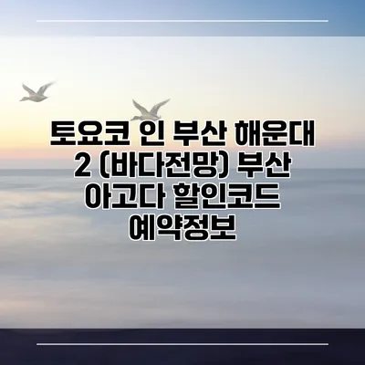 토요코 인 부산 해운대 2 (바다전망) 부산 아고다 할인코드 예약정보