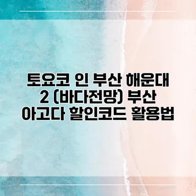 토요코 인 부산 해운대 2 (바다전망) 부산 아고다 할인코드 활용법