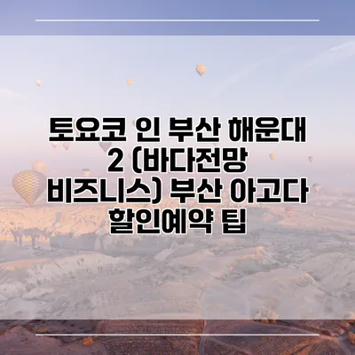 토요코 인 부산 해운대 2 (바다전망 비즈니스) 부산 아고다 할인예약 팁
