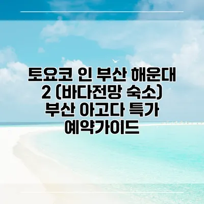 토요코 인 부산 해운대 2 (바다전망 숙소) 부산 아고다 특가 예약가이드