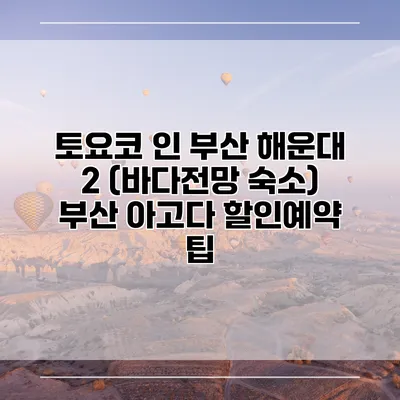 토요코 인 부산 해운대 2 (바다전망 숙소) 부산 아고다 할인예약 팁