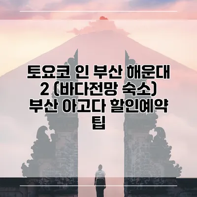 토요코 인 부산 해운대 2 (바다전망 숙소) 부산 아고다 할인예약 팁