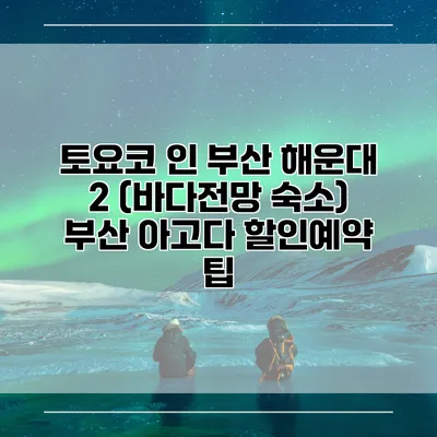 토요코 인 부산 해운대 2 (바다전망 숙소) 부산 아고다 할인예약 팁