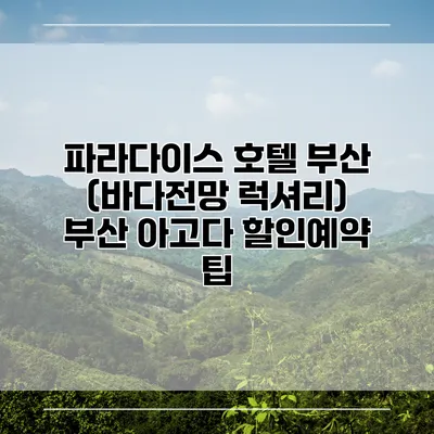 파라다이스 호텔 부산 (바다전망 럭셔리) 부산 아고다 할인예약 팁