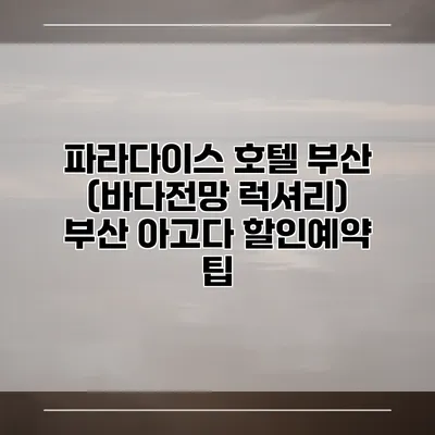 파라다이스 호텔 부산 (바다전망 럭셔리) 부산 아고다 할인예약 팁