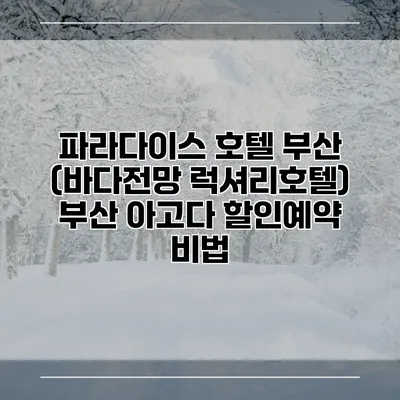 파라다이스 호텔 부산 (바다전망 럭셔리호텔) 부산 아고다 할인예약 비법