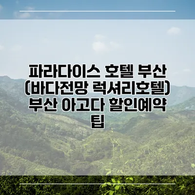 파라다이스 호텔 부산 (바다전망 럭셔리호텔) 부산 아고다 할인예약 팁