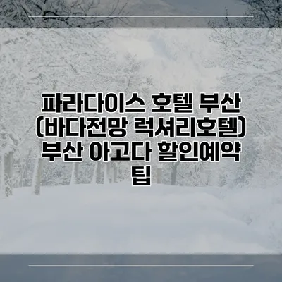 파라다이스 호텔 부산 (바다전망 럭셔리호텔) 부산 아고다 할인예약 팁