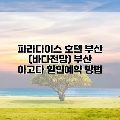 파라다이스 호텔 부산 (바다전망) 부산 아고다 할인예약 방법