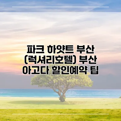 파크 하얏트 부산 (럭셔리호텔) 부산 아고다 할인예약 팁