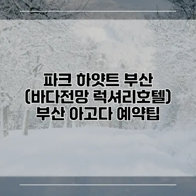 파크 하얏트 부산 (바다전망 럭셔리호텔) 부산 아고다 예약팁