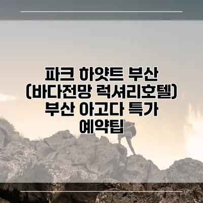 파크 하얏트 부산 (바다전망 럭셔리호텔) 부산 아고다 특가 예약팁