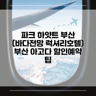 파크 하얏트 부산 (바다전망 럭셔리호텔) 부산 아고다 할인예약 팁