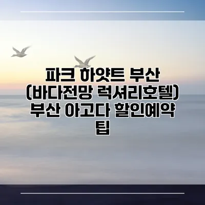 파크 하얏트 부산 (바다전망 럭셔리호텔) 부산 아고다 할인예약 팁