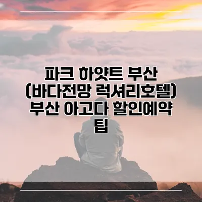 파크 하얏트 부산 (바다전망 럭셔리호텔) 부산 아고다 할인예약 팁