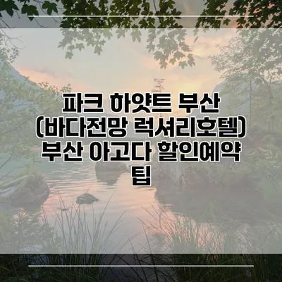 파크 하얏트 부산 (바다전망 럭셔리호텔) 부산 아고다 할인예약 팁