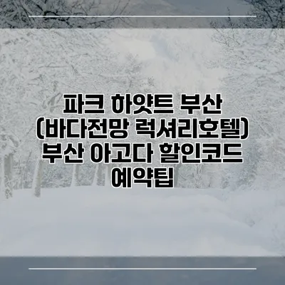 파크 하얏트 부산 (바다전망 럭셔리호텔) 부산 아고다 할인코드 예약팁