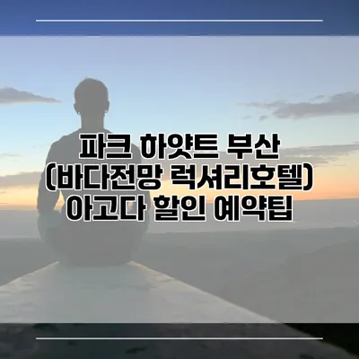 파크 하얏트 부산 (바다전망 럭셔리호텔) 아고다 할인 예약팁