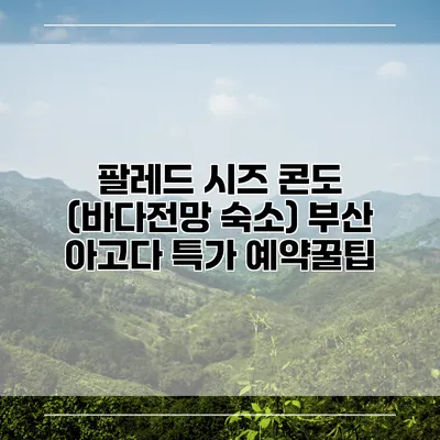 팔레드 시즈 콘도 (바다전망 숙소) 부산 아고다 특가 예약꿀팁