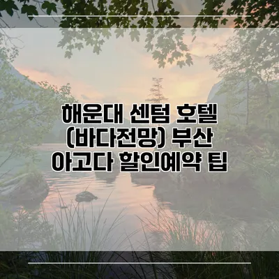 해운대 센텀 호텔 (바다전망) 부산 아고다 할인예약 팁