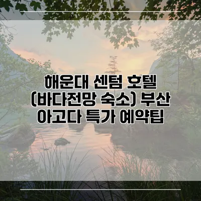 해운대 센텀 호텔 (바다전망 숙소) 부산 아고다 특가 예약팁