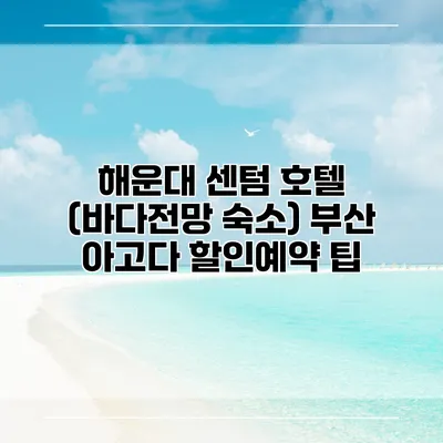 해운대 센텀 호텔 (바다전망 숙소) 부산 아고다 할인예약 팁
