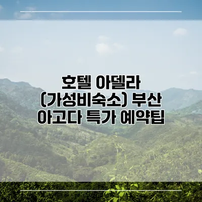 호텔 아델라 (가성비숙소) 부산 아고다 특가 예약팁