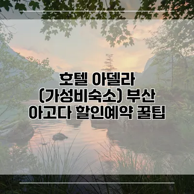 호텔 아델라 (가성비숙소) 부산 아고다 할인예약 꿀팁
