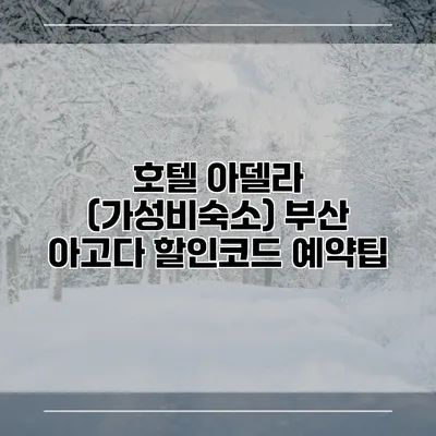 호텔 아델라 (가성비숙소) 부산 아고다 할인코드 예약팁