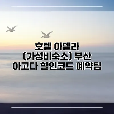 호텔 아델라 (가성비숙소) 부산 아고다 할인코드 예약팁