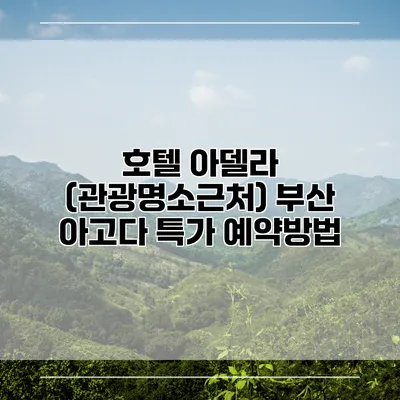 호텔 아델라 (관광명소근처) 부산 아고다 특가 예약방법
