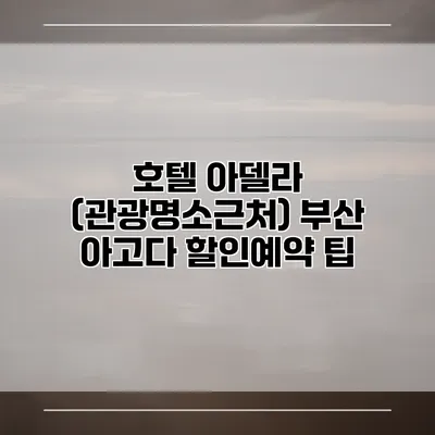 호텔 아델라 (관광명소근처) 부산 아고다 할인예약 팁