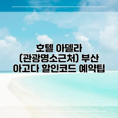 호텔 아델라 (관광명소근처) 부산 아고다 할인코드 예약팁