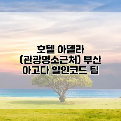 호텔 아델라 (관광명소근처) 부산 아고다 할인코드 팁