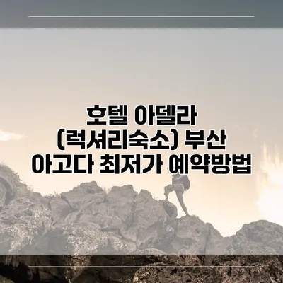 호텔 아델라 (럭셔리숙소) 부산 아고다 최저가 예약방법