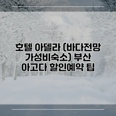 호텔 아델라 (바다전망 가성비숙소) 부산 아고다 할인예약 팁