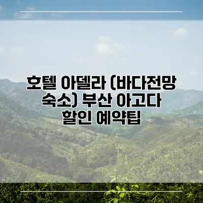 호텔 아델라 (바다전망 숙소) 부산 아고다 할인 예약팁