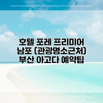호텔 포레 프리미어 남포 (관광명소근처) 부산 아고다 예약팁