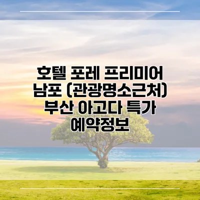 호텔 포레 프리미어 남포 (관광명소근처) 부산 아고다 특가 예약정보