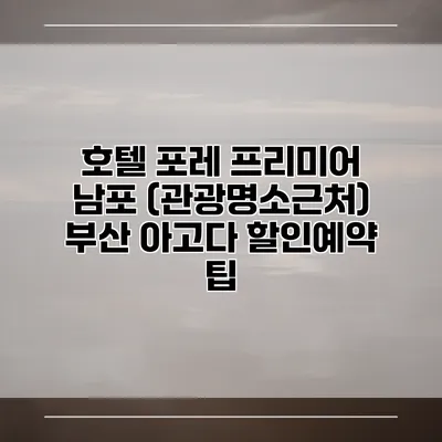호텔 포레 프리미어 남포 (관광명소근처) 부산 아고다 할인예약 팁